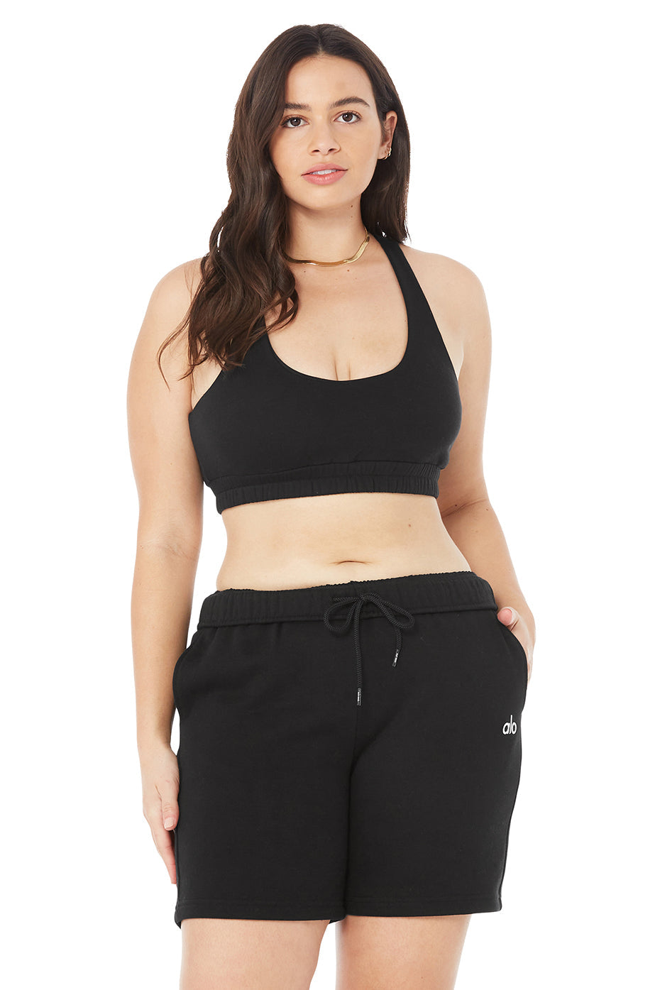 Scoop Neck Sweatshirt Bra - Black