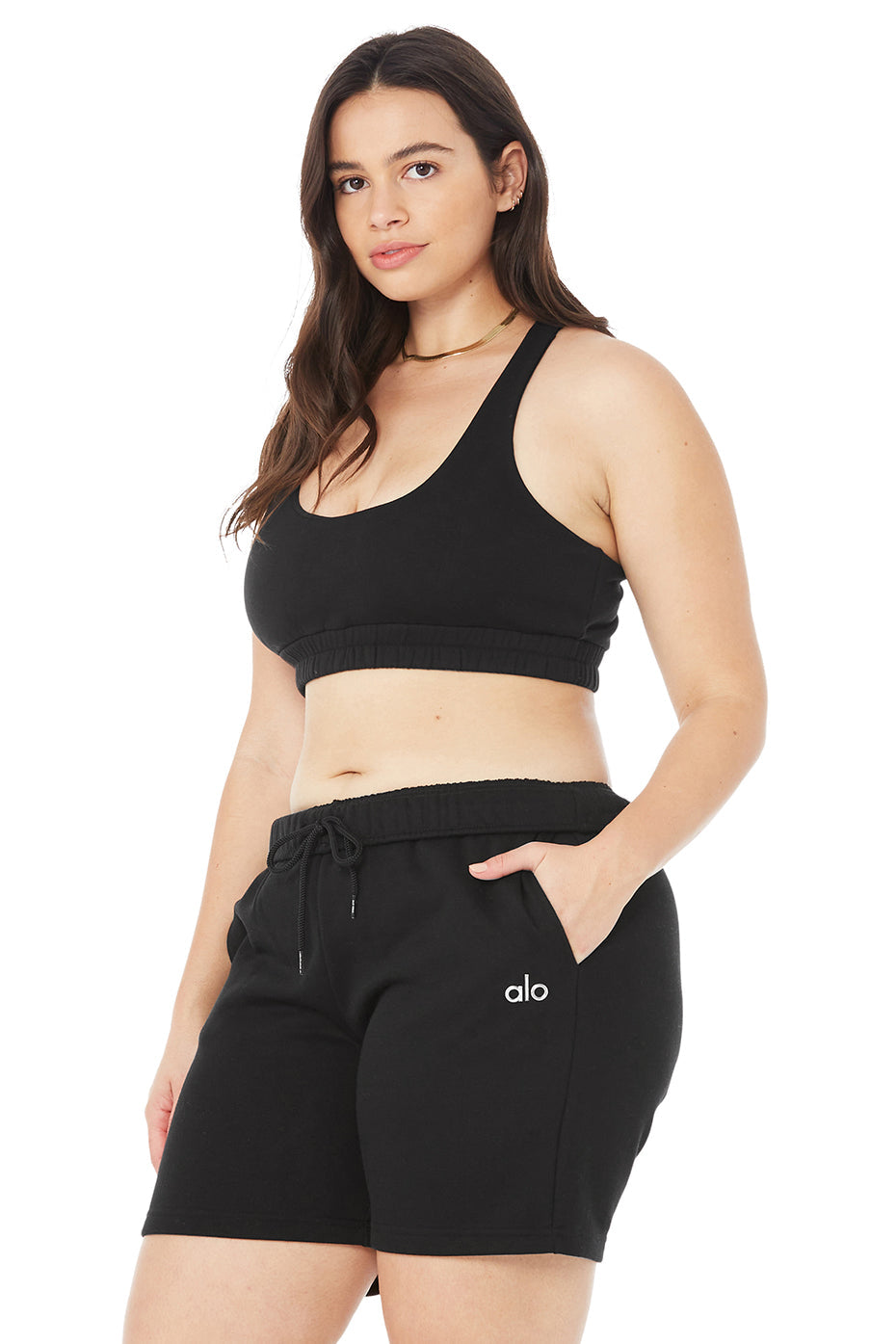 Scoop Neck Sweatshirt Bra - Black