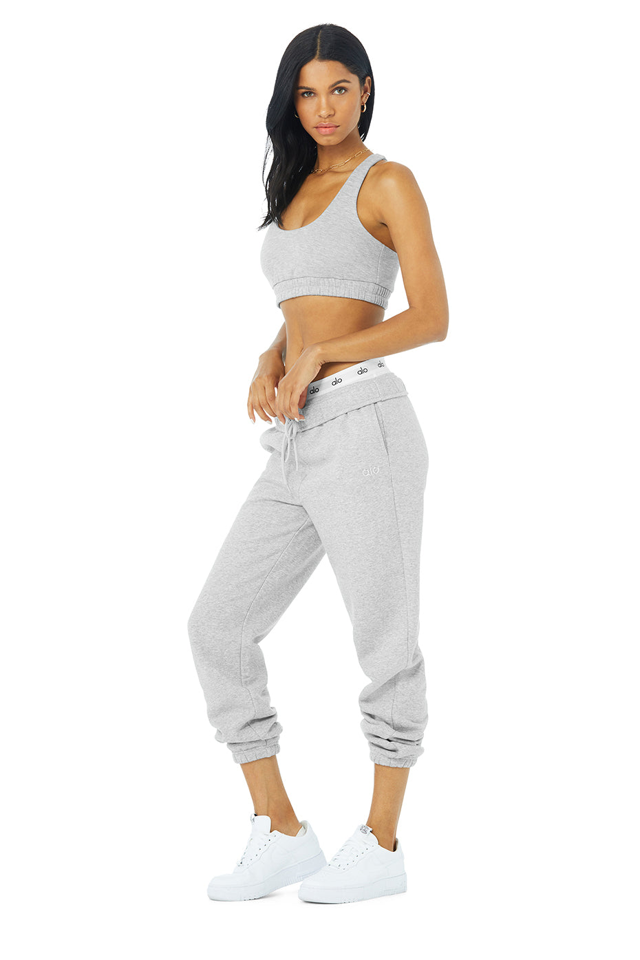 Scoop Neck Sweatshirt Bra & Accolade Sweatpant Set - Athletic Heather Grey