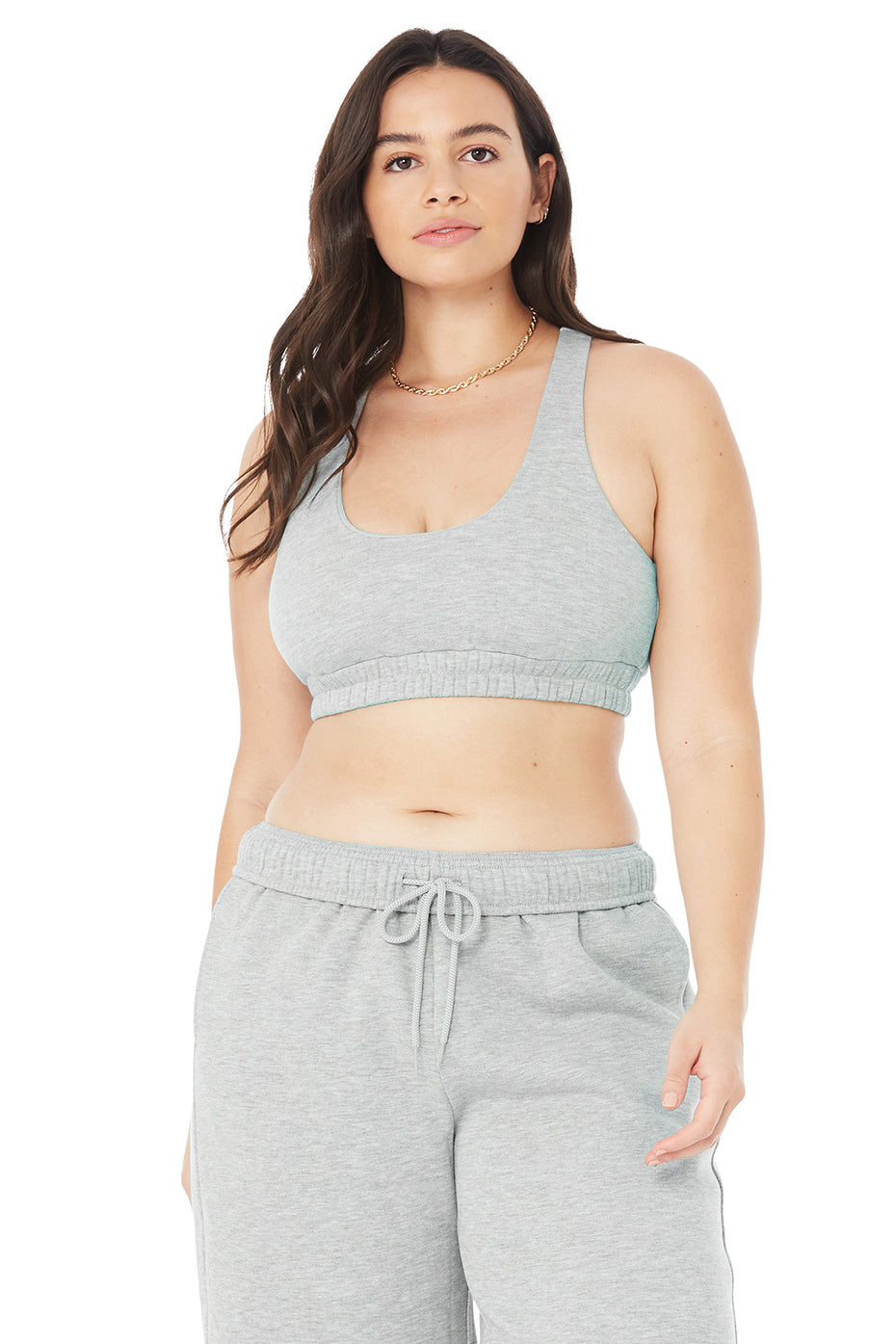 Scoop Neck Sweatshirt Bra - Athletic Heather Grey