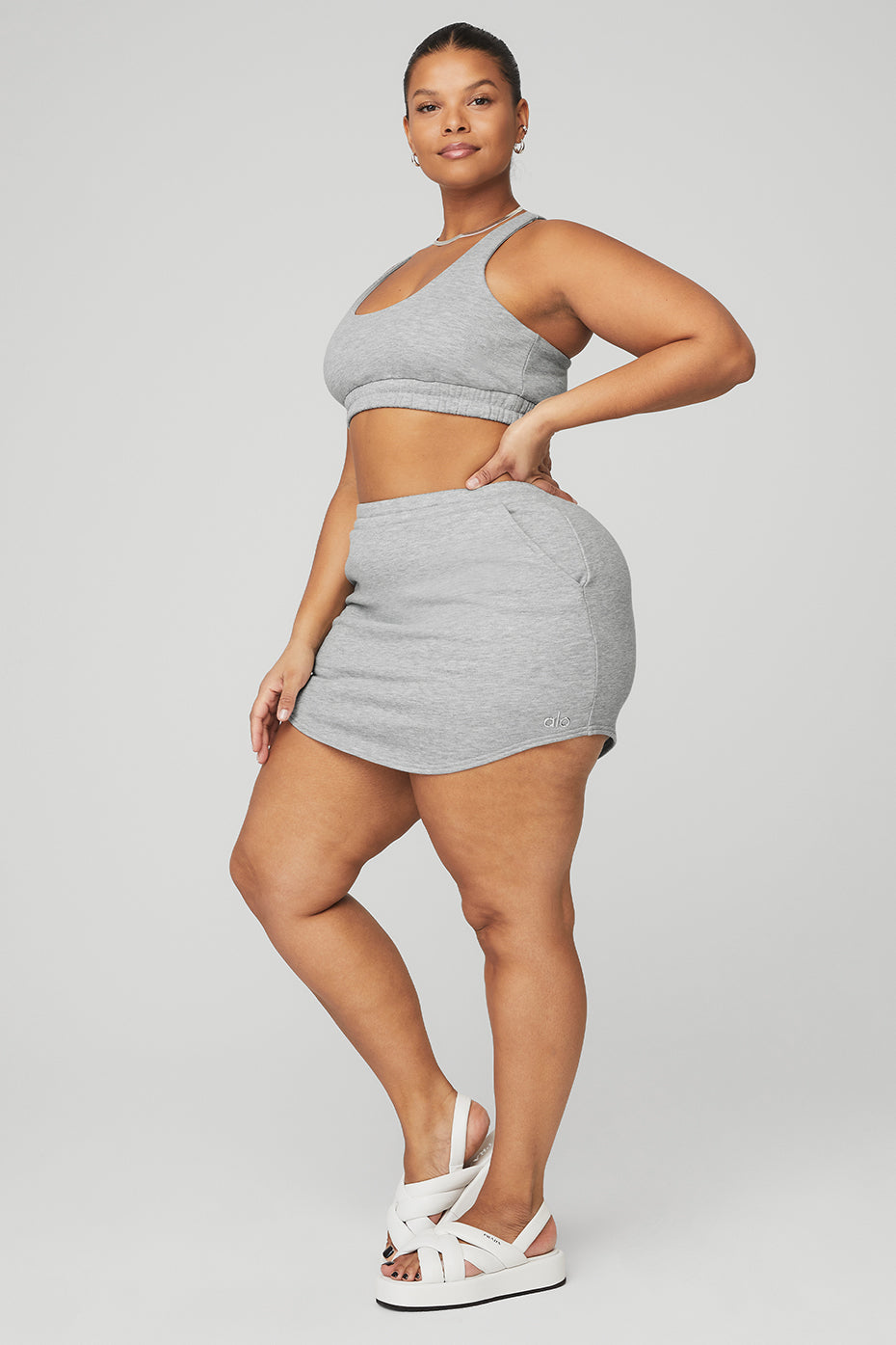 Scoop Neck Sweatshirt Bra & High-Waist Accolade Skirt - Athletic Heather Grey