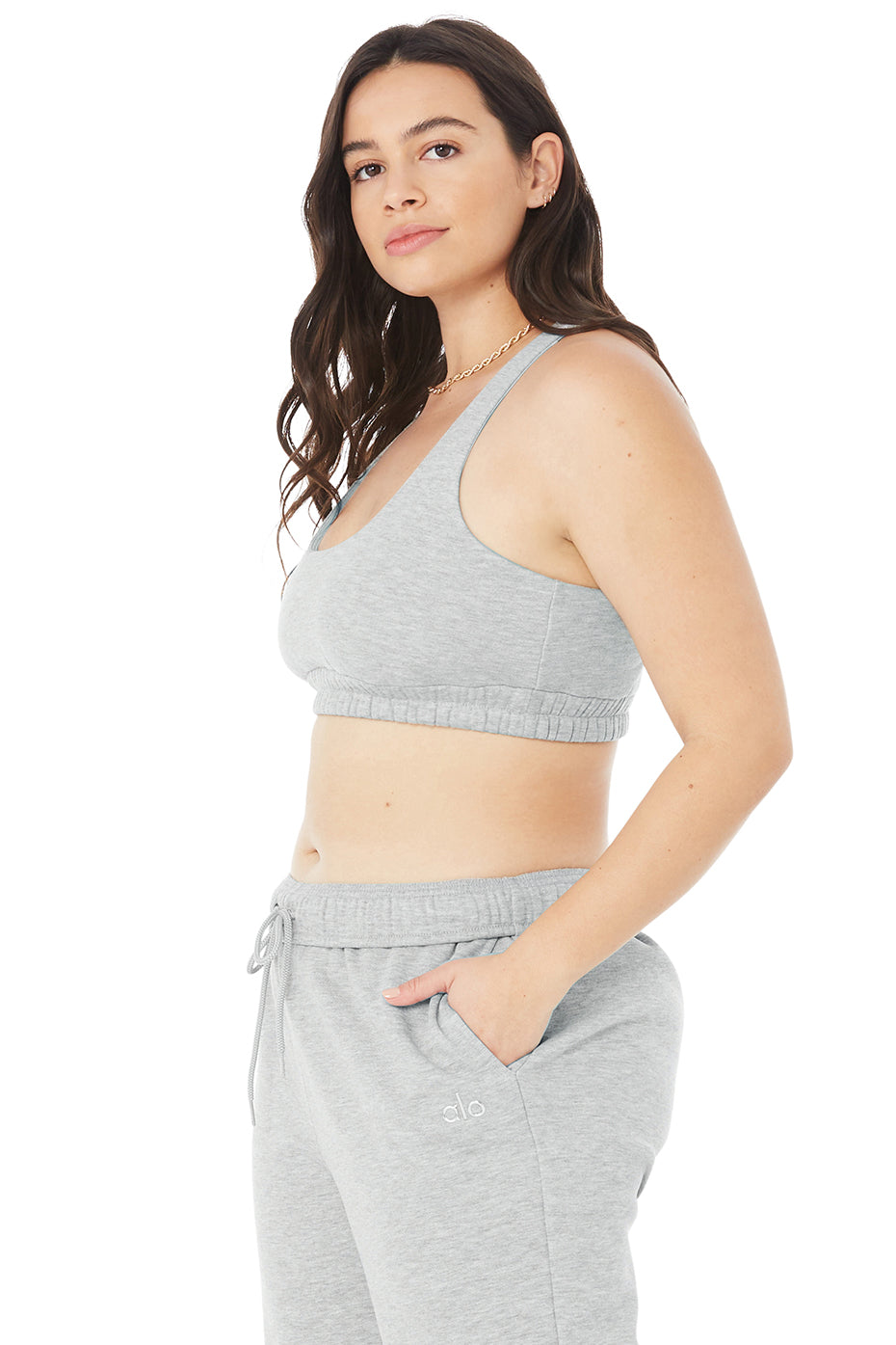 Scoop Neck Sweatshirt Bra - Athletic Heather Grey