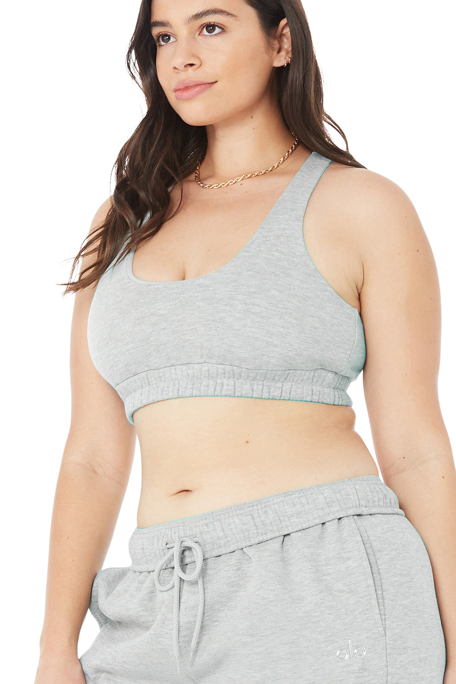Scoop Neck Sweatshirt Bra - Athletic Heather Grey