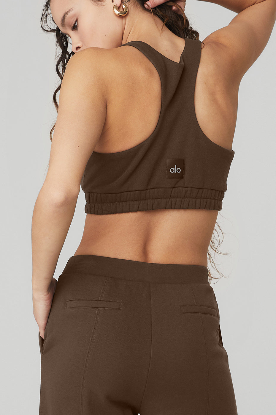 Scoop Neck Sweatshirt Bra - Espresso
