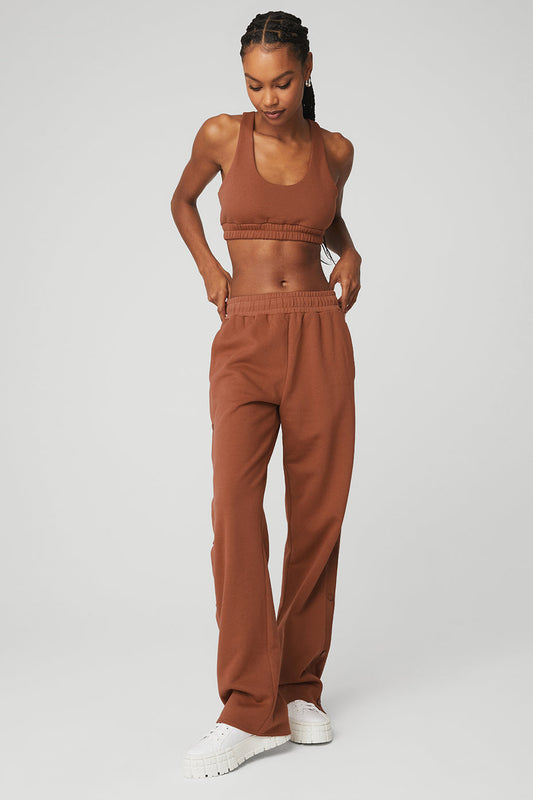 Scoop Neck Sweatshirt Bra & Courtside Tearaway Snap Pant Set - Rust