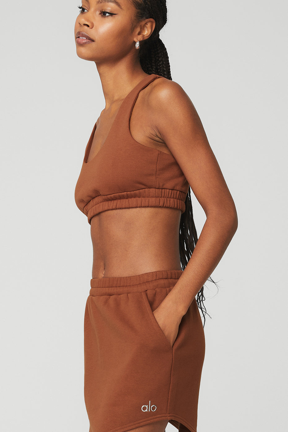 Scoop Neck Sweatshirt Bra & High-Waist Accolade Skirt - Rust