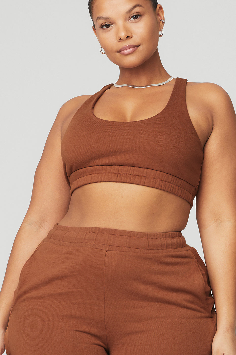 Scoop Neck Sweatshirt Bra & Courtside Tearaway Snap Pant Set - Rust