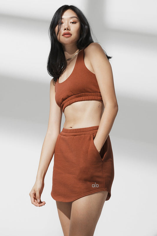 Scoop Neck Sweatshirt Bra & High-Waist Accolade Skirt - Rust