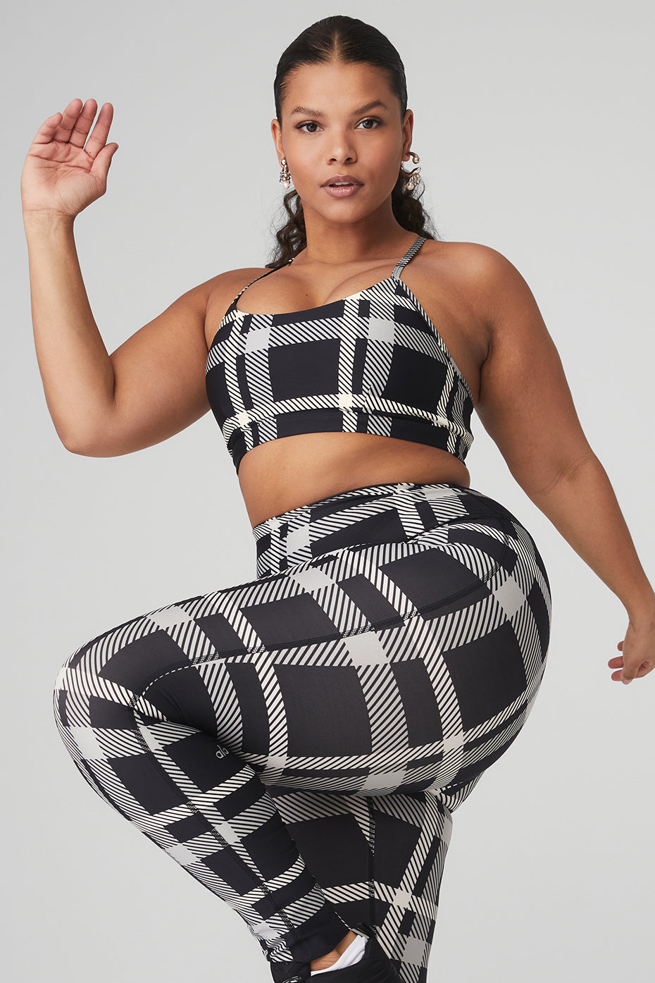 Airlift Magnified Plaid Intrigue Bra - Black/Ivory