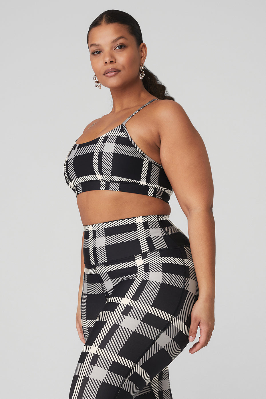 Airlift Magnified Plaid Intrigue Bra - Black/Ivory