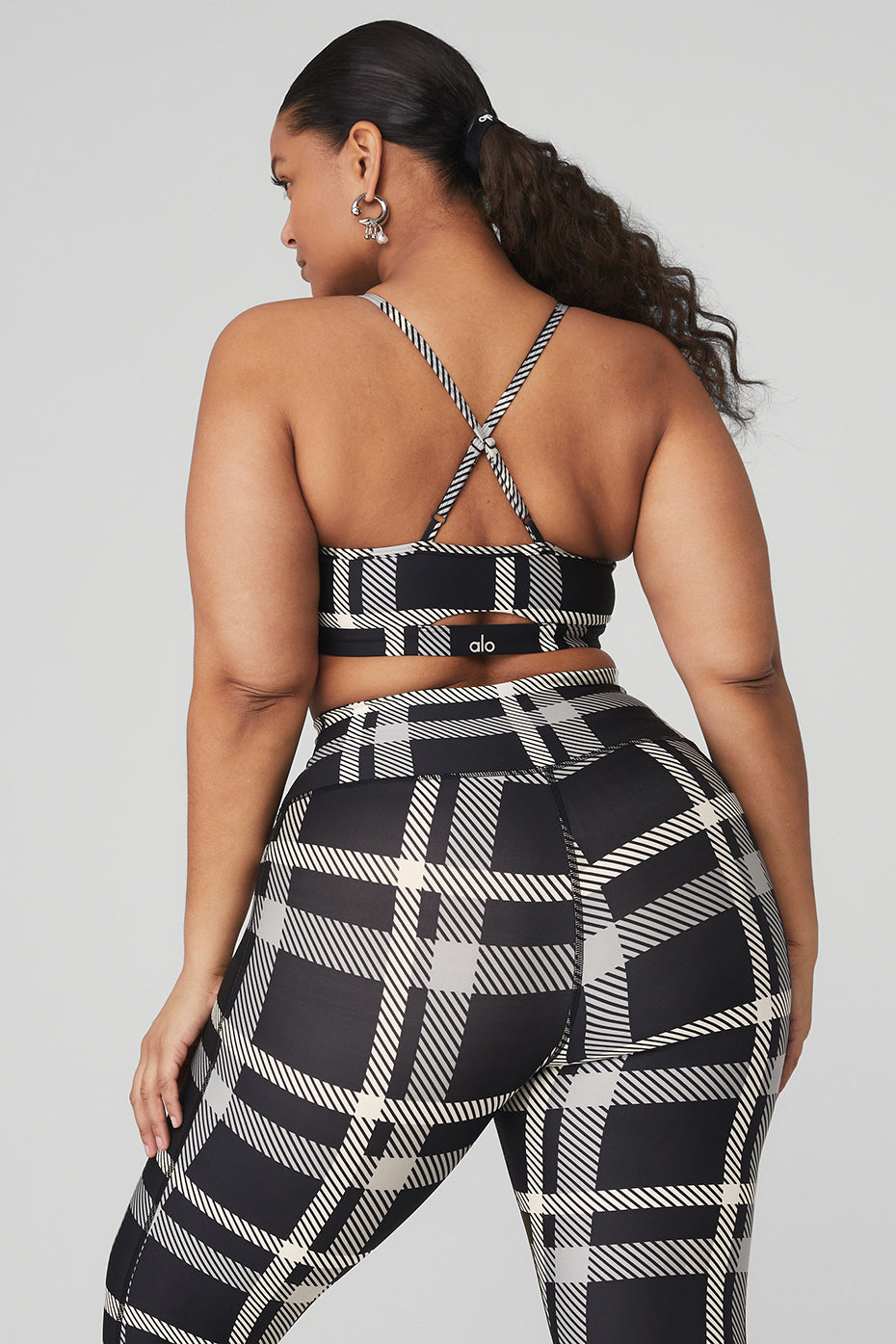 Airlift Magnified Plaid Intrigue Bra - Black/Ivory