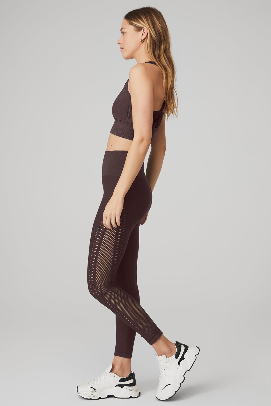 Seamless Open Air Bra & Seamless High-Waist 7/8 Open Air Legging Set - Raisin