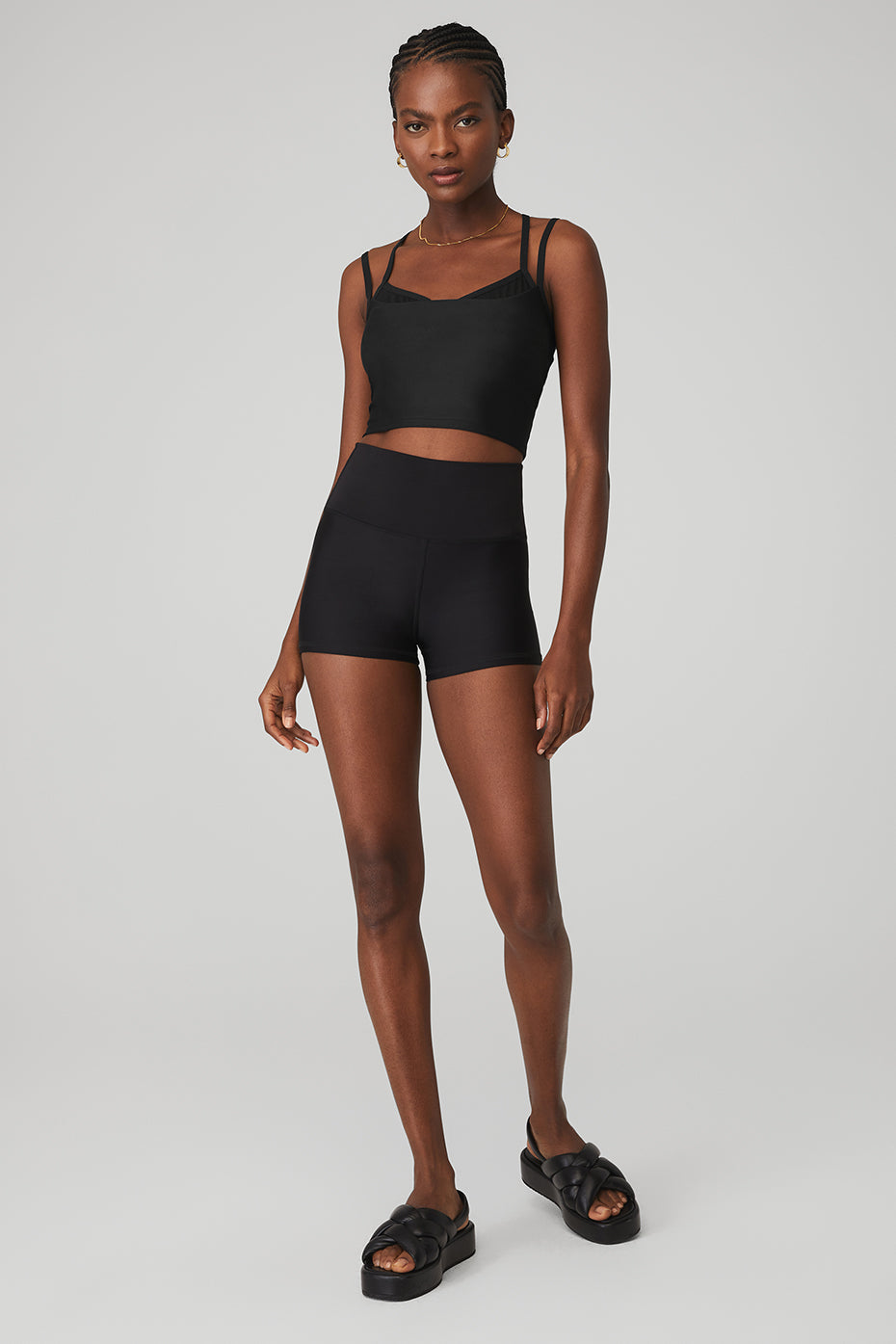 Airlift Double Check Bra Tank & 3" High-Waist Airlift Short Set - Black