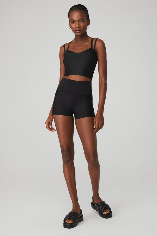 Airlift Double Check Bra Tank & 3" High-Waist Airlift Short Set - Black