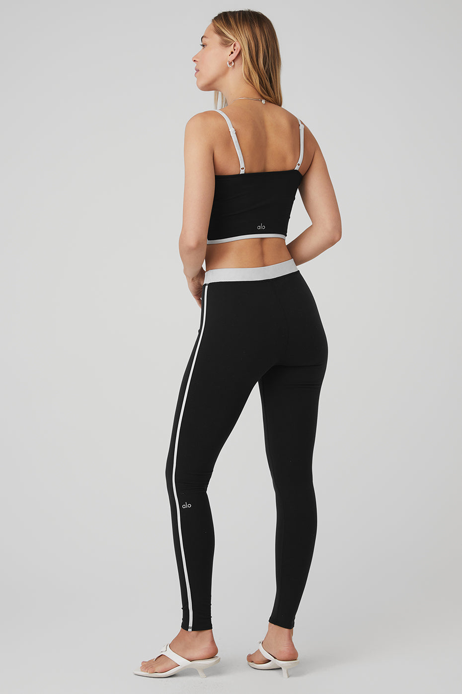 Airbrush Stream Lined Bra Tank & Airbrush High-Waist Stream Lined Legging Set - Black/White