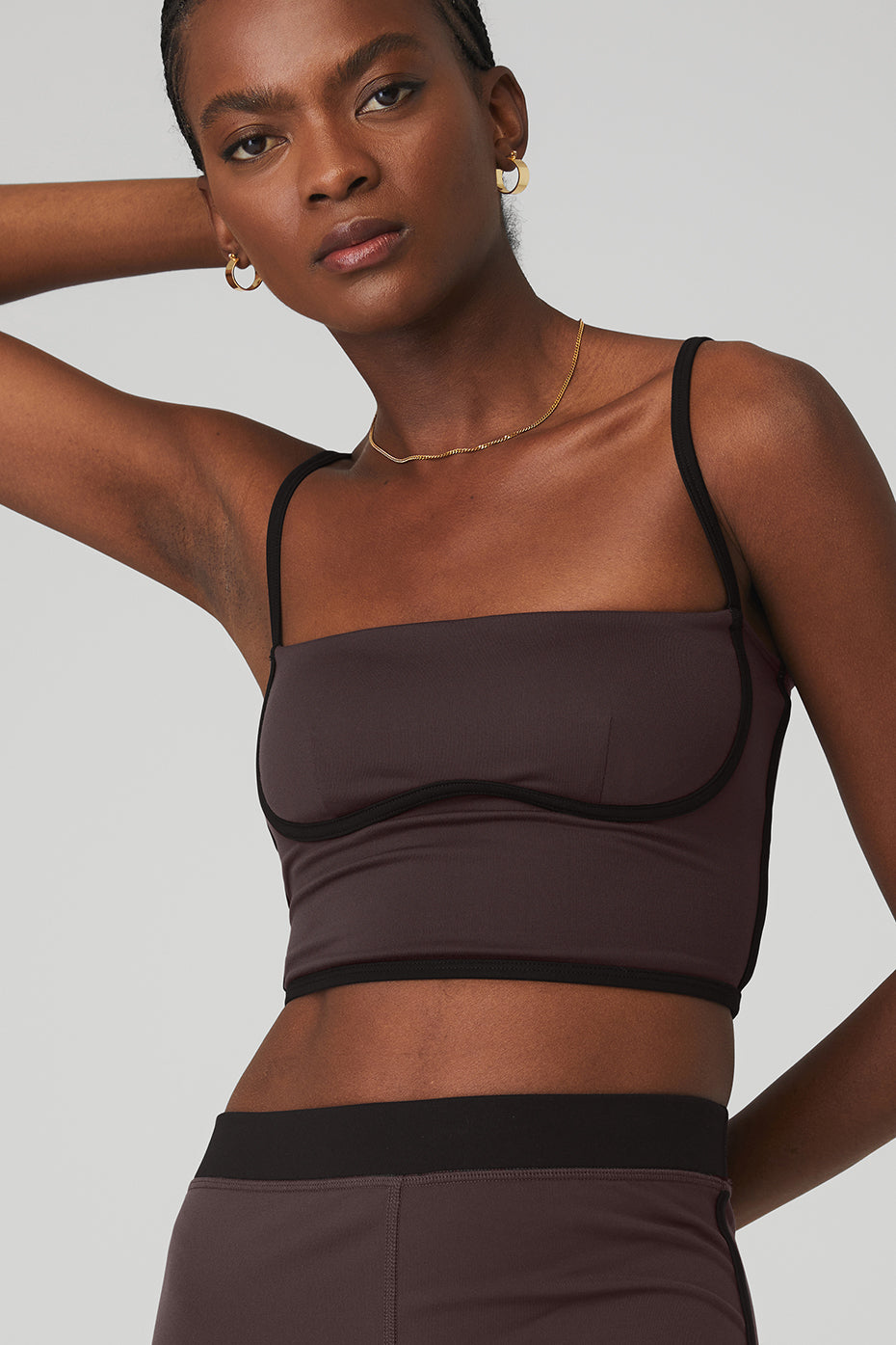 Airbrush Stream Lined Bra Tank & Airbrush High-Waist Stream Lined Legging Set - Raisin/Black