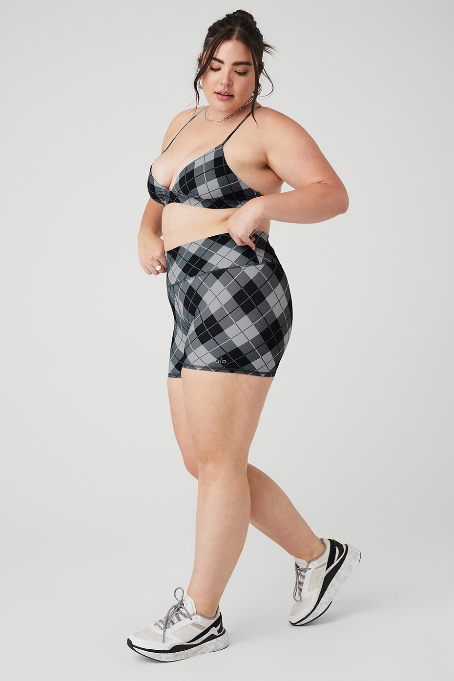Vapor Argyle Splendor Bra & Vapor High-Waist Argyle Short Set - Black/Anthracite