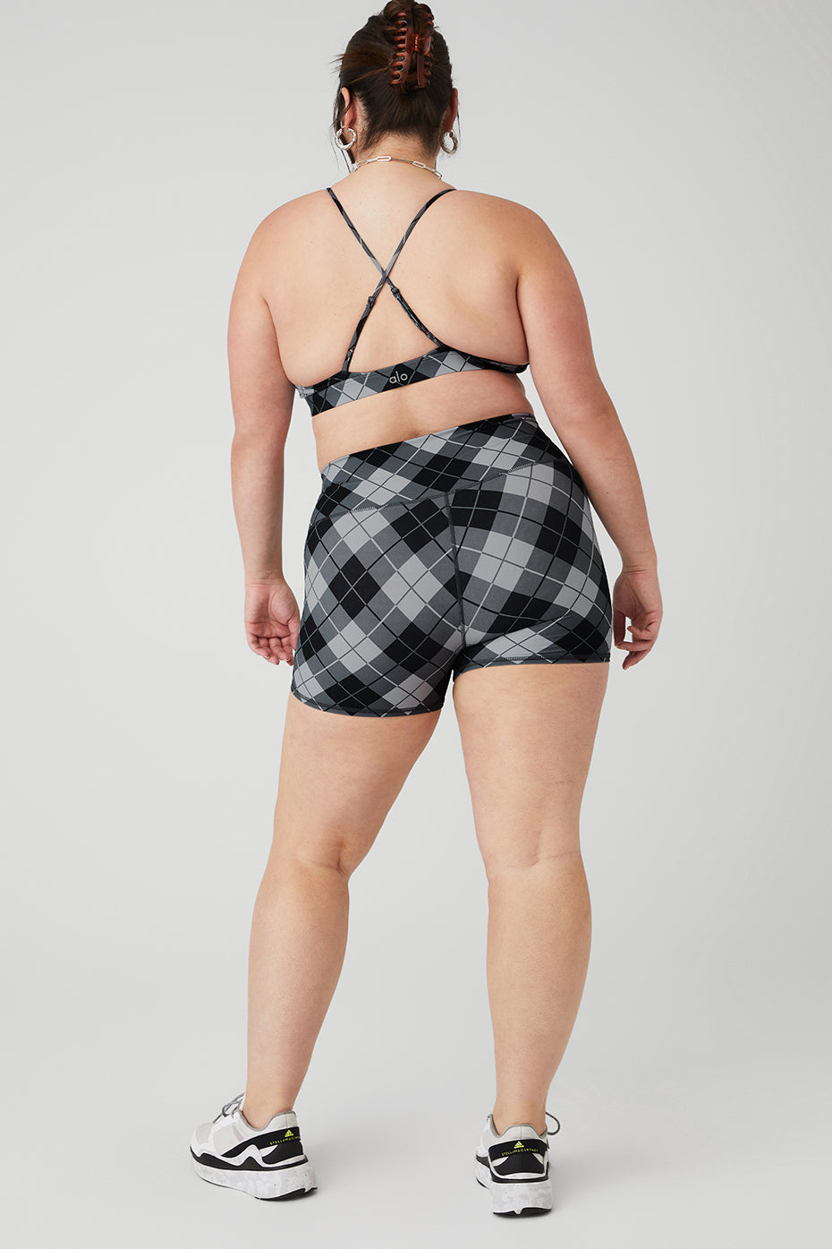 Vapor Argyle Splendor Bra & Vapor High-Waist Argyle Short Set - Black/Anthracite