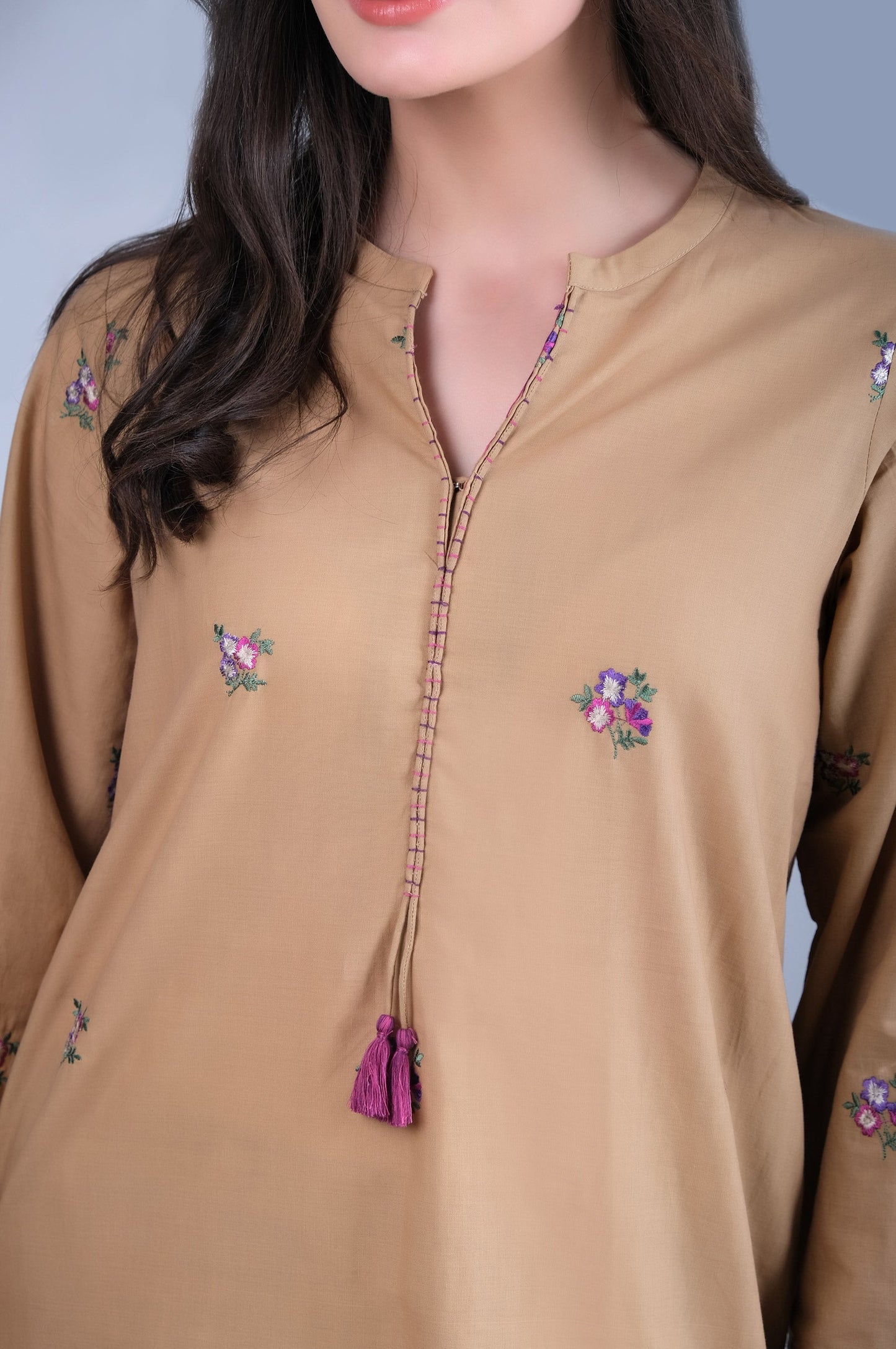 Stitched 2 Piece Cambric Embroidered Suit