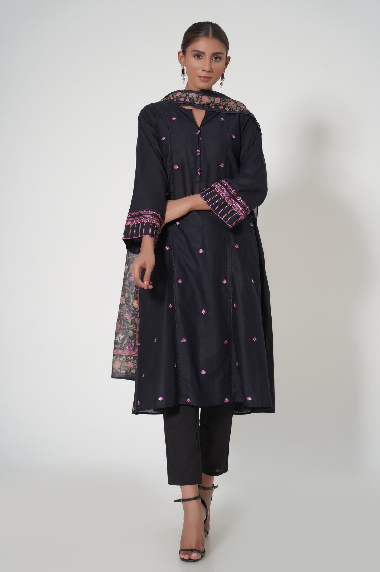 Stitched 2 Piece Cambric Embroidered Suit