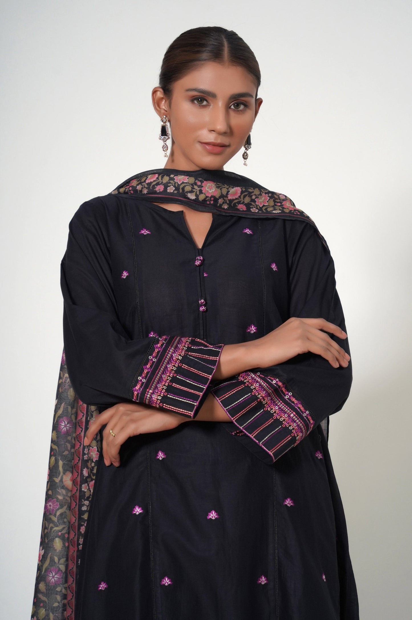 Stitched 2 Piece Cambric Embroidered Suit