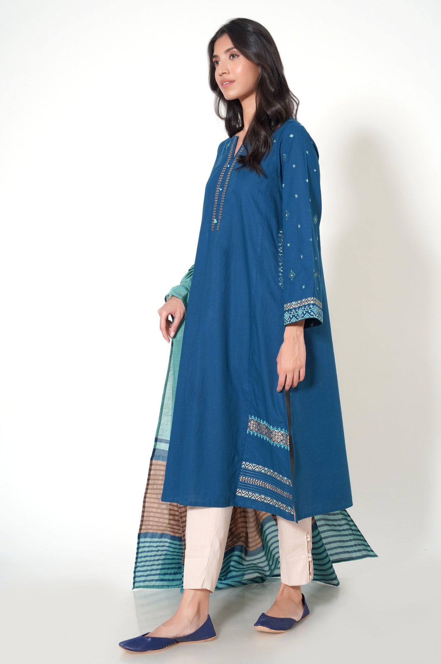 Stitched 3 Piece Cambric Embroidered Suit