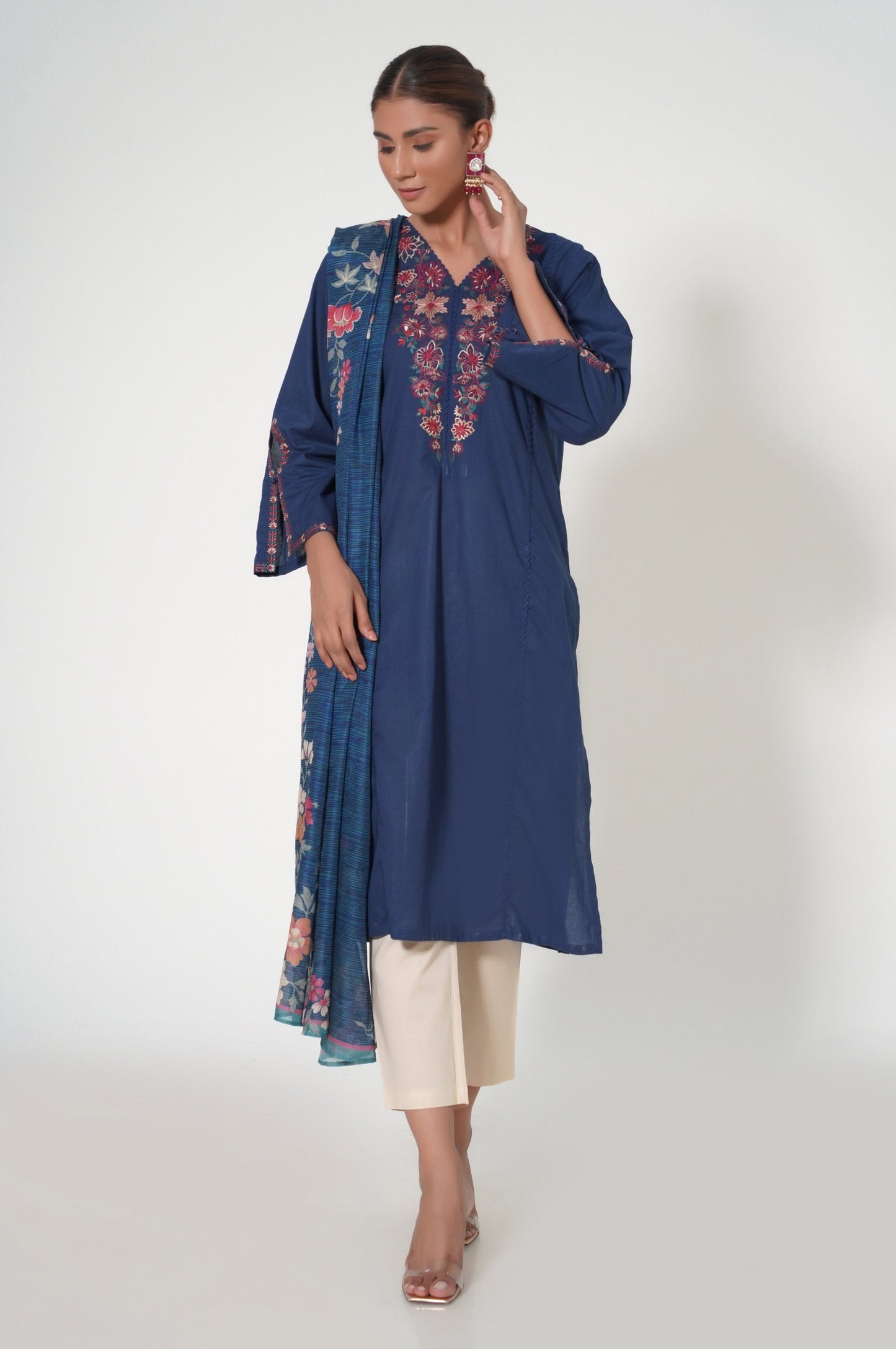 Stitched 2 Piece Cambric Embroidered Suit