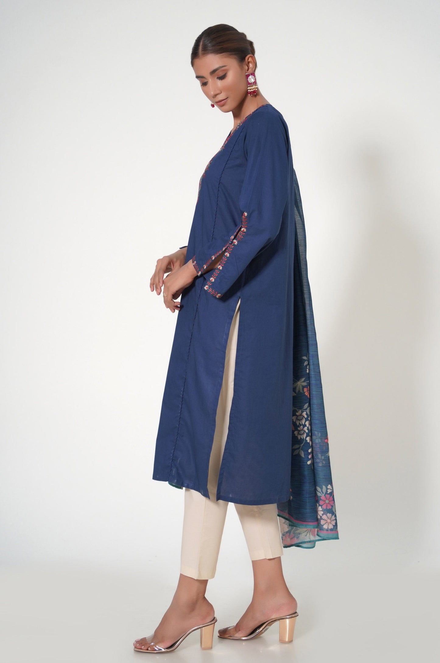 Stitched 2 Piece Cambric Embroidered Suit