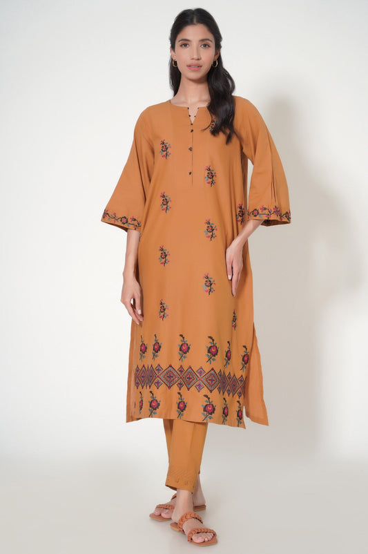 Stitched 2 Piece Cambric Embroidered  Suit