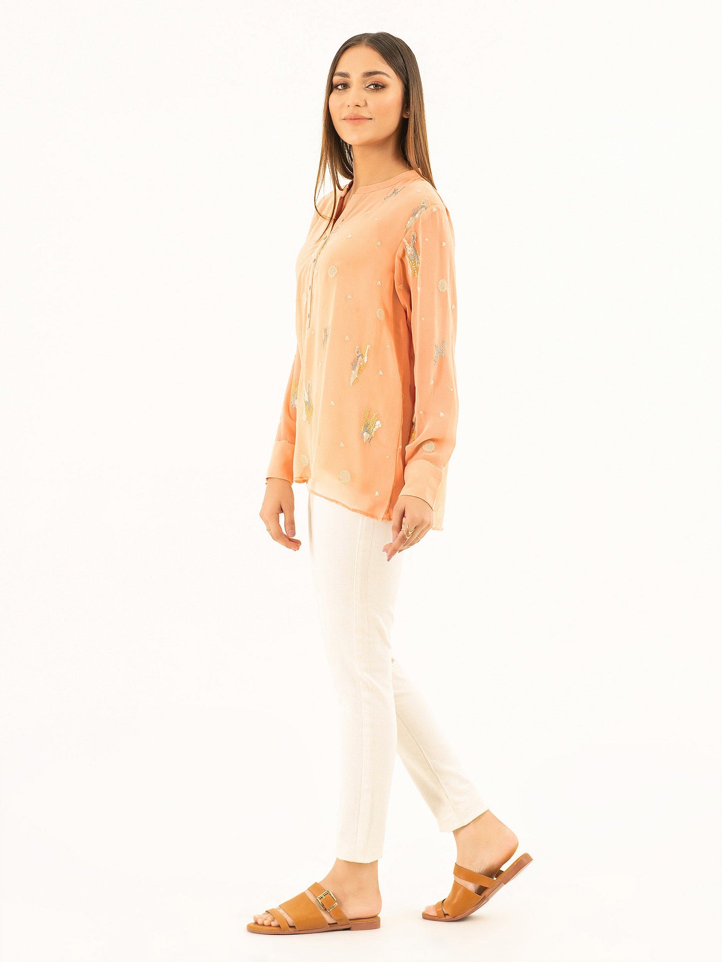 Embroidered Chiffon Top