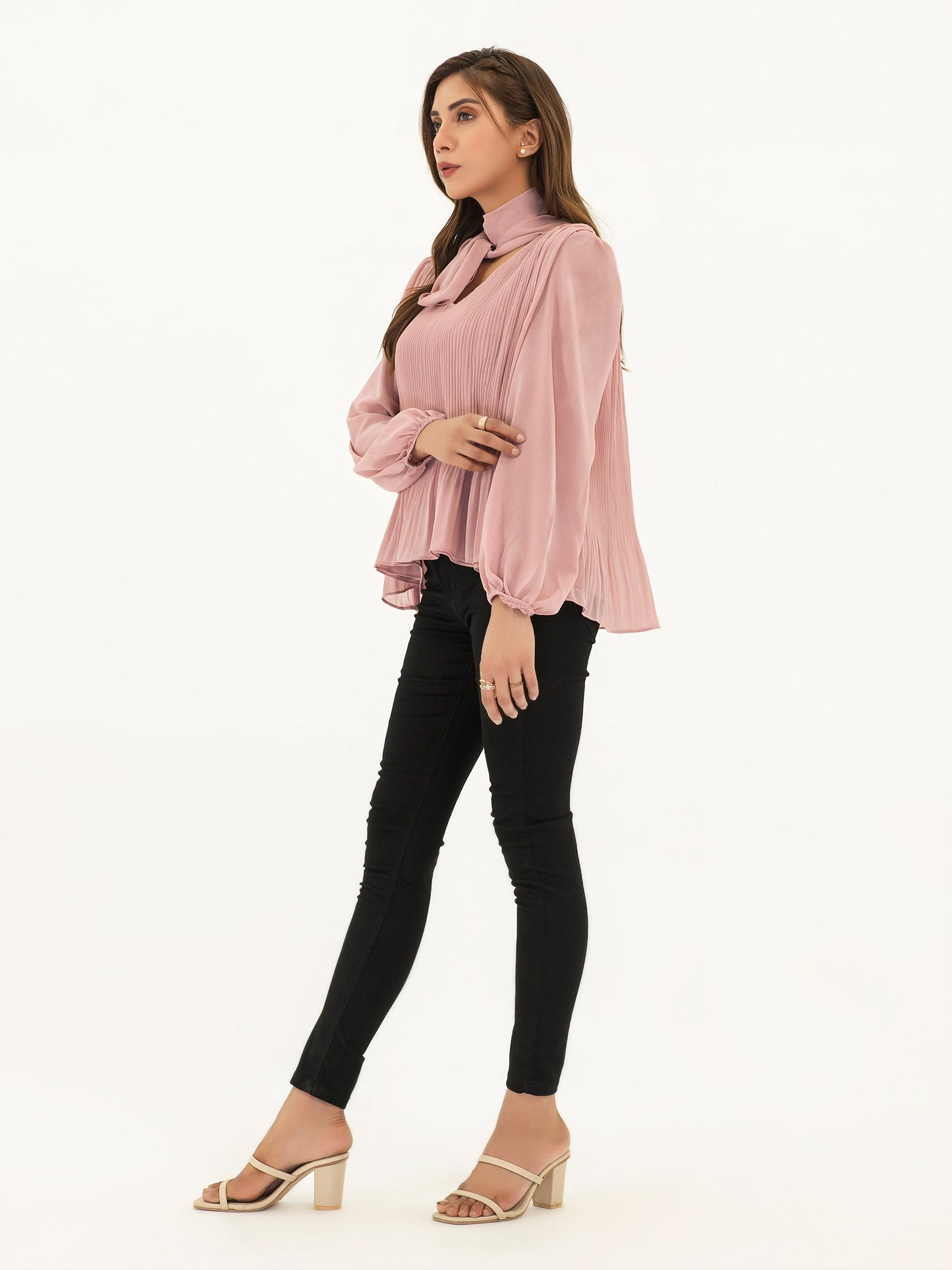 Ribbed Chiffon Top