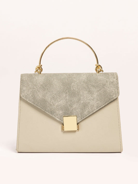 Metallic Handle Handbag