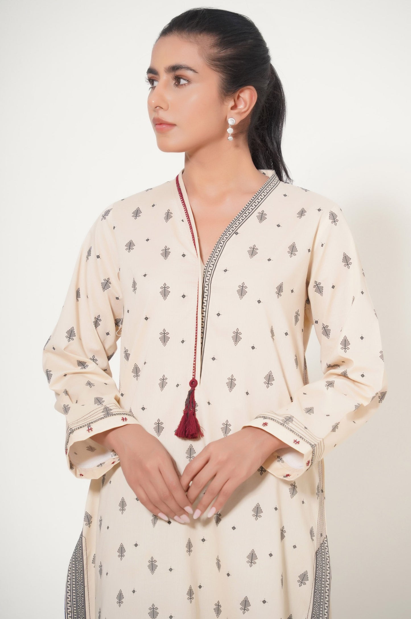 Unstitched 1 Piece Puff Printed Cambric Shirt