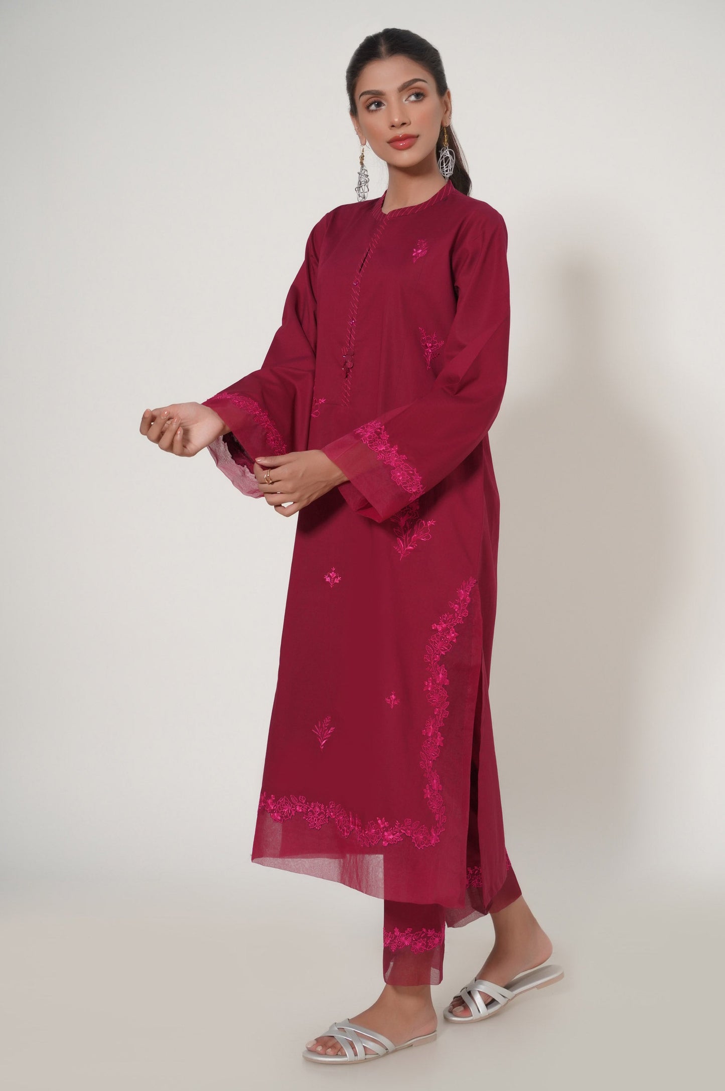 Unstitched 2 Piece Embroidered Slub Cambric Suit