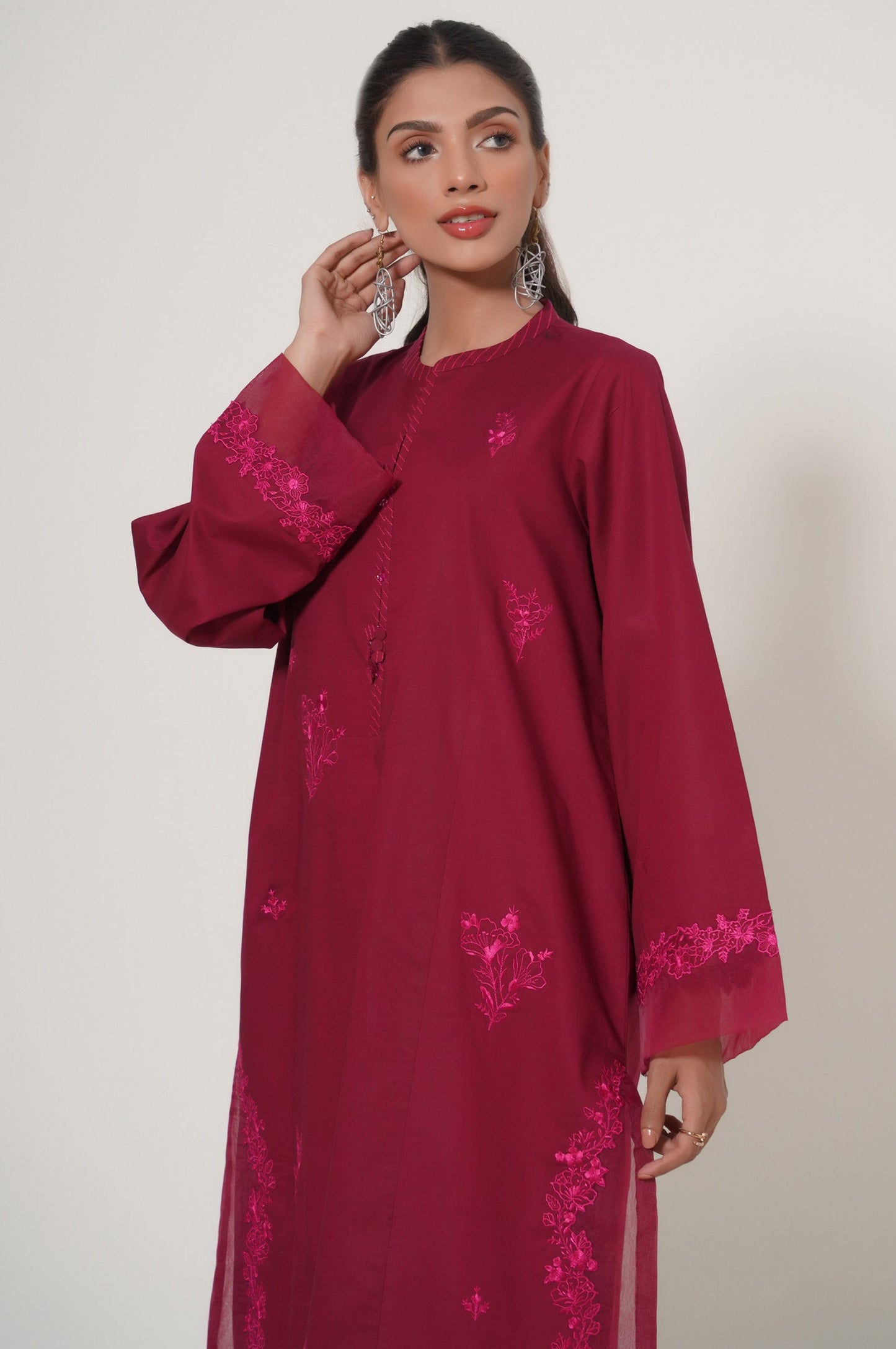 Unstitched 2 Piece Embroidered Slub Cambric Suit