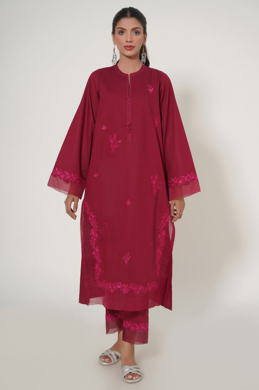 Unstitched 2 Piece Embroidered Slub Cambric Suit