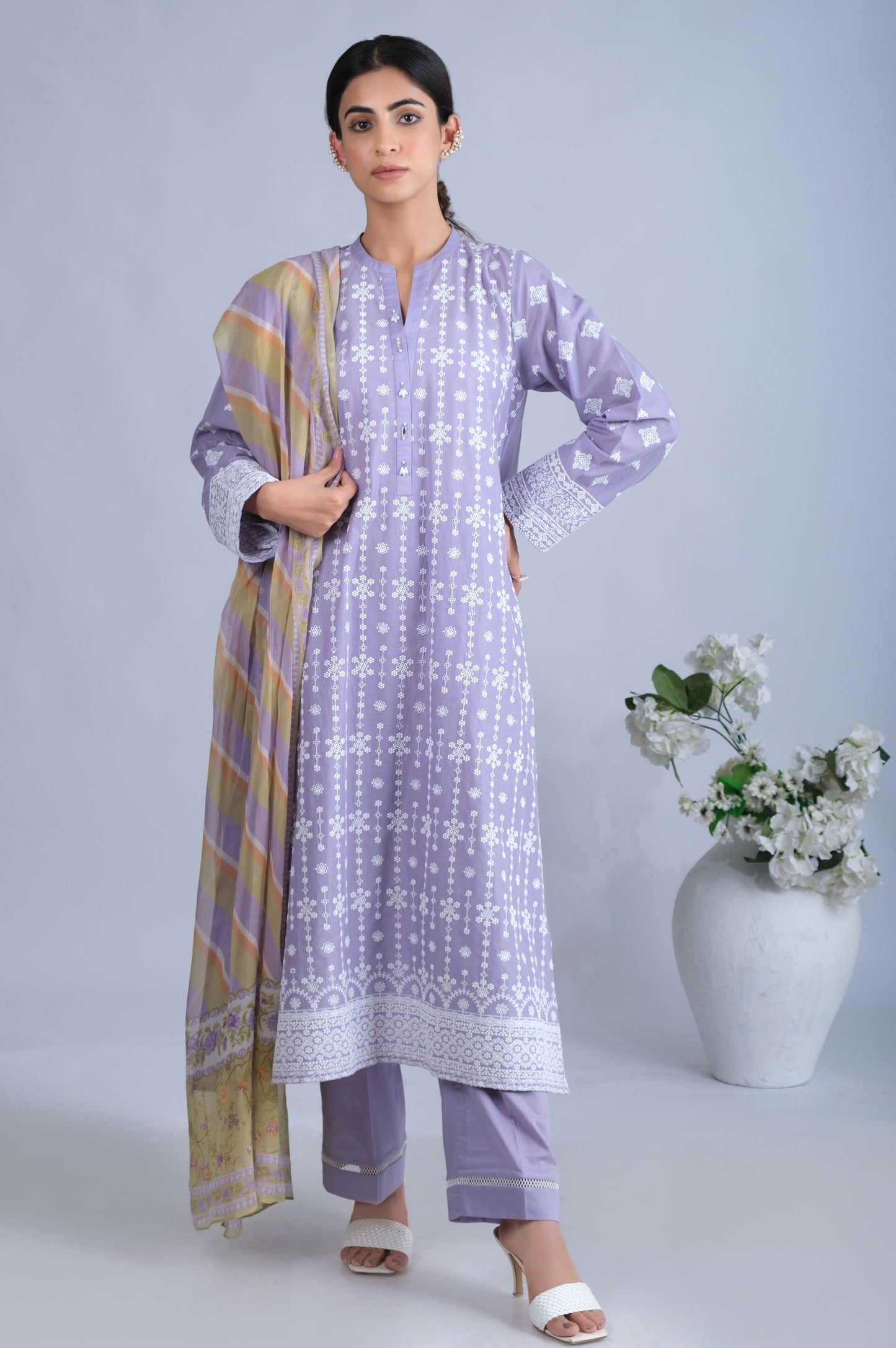 Unstitched 3 Piece Chikankari Suit