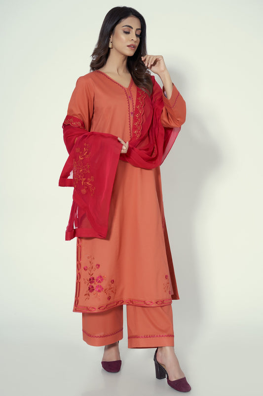 Unstitched 3 Piece Embroidered Cambric Suit