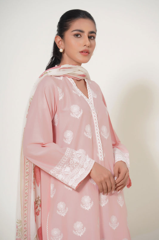 Unstitched 3 Piece Chikankari Suit