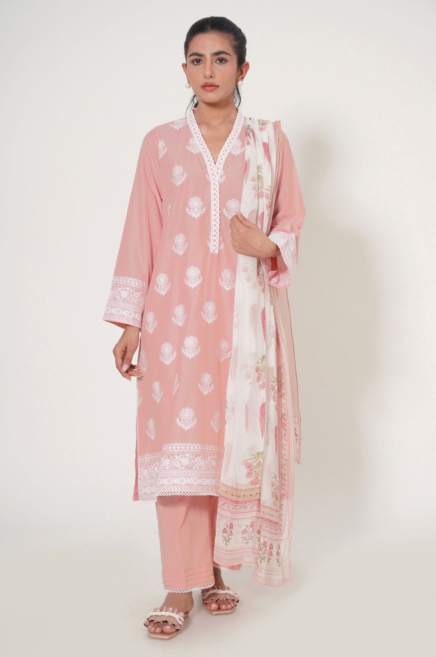 Unstitched 3 Piece Chikankari Suit