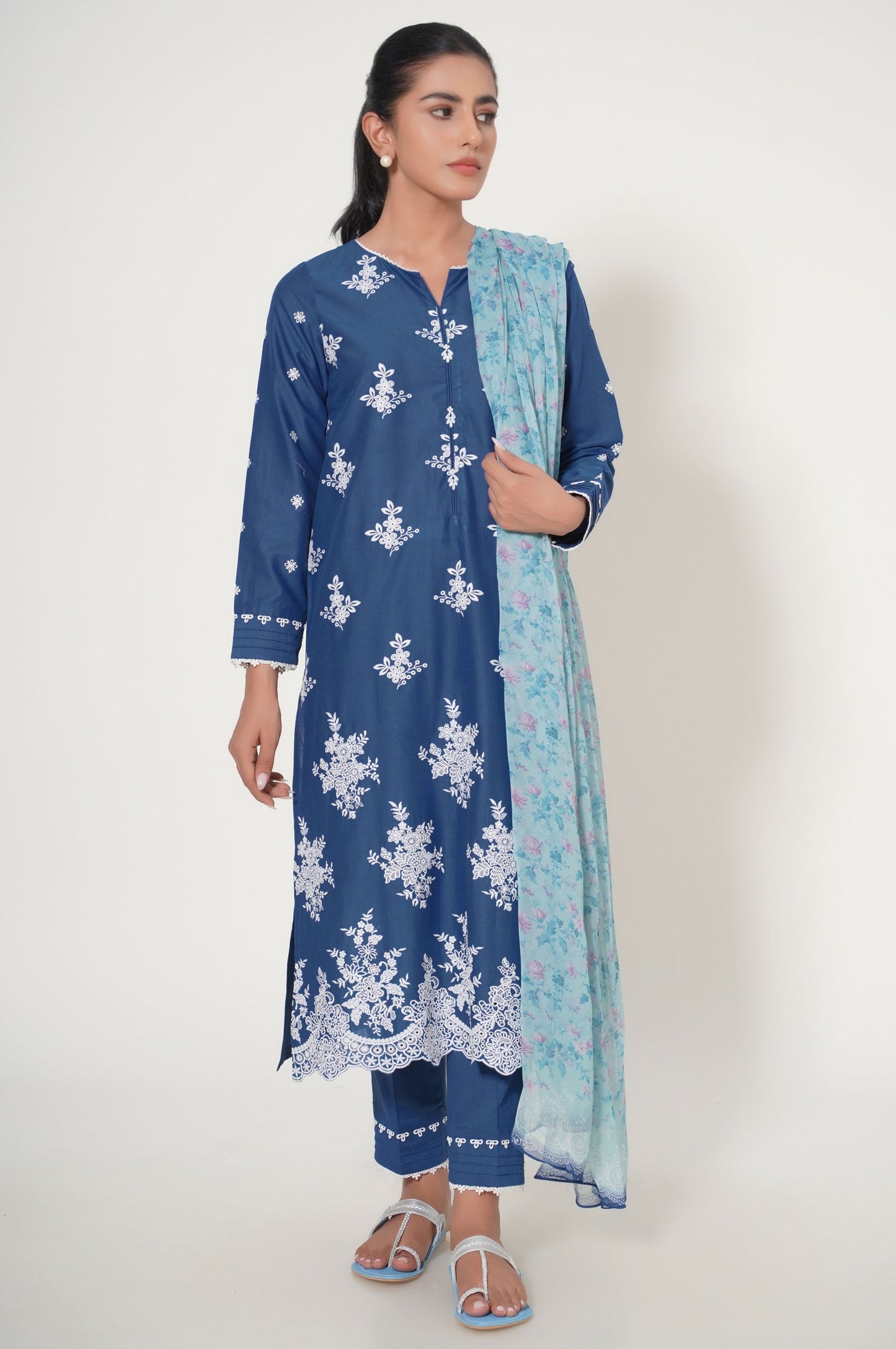 Unstitched 3 Piece Chikankari Suit