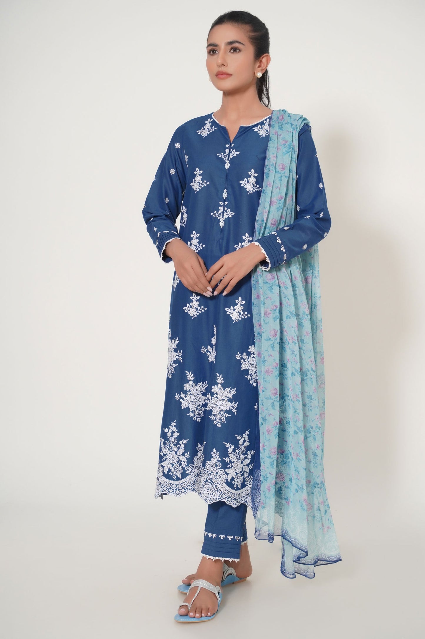 Unstitched 3 Piece Chikankari Suit