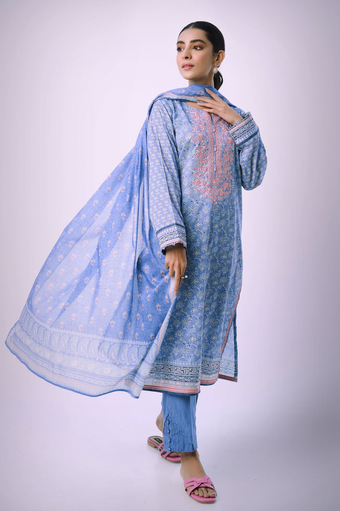 Stitched 3 Piece Printed Lawn