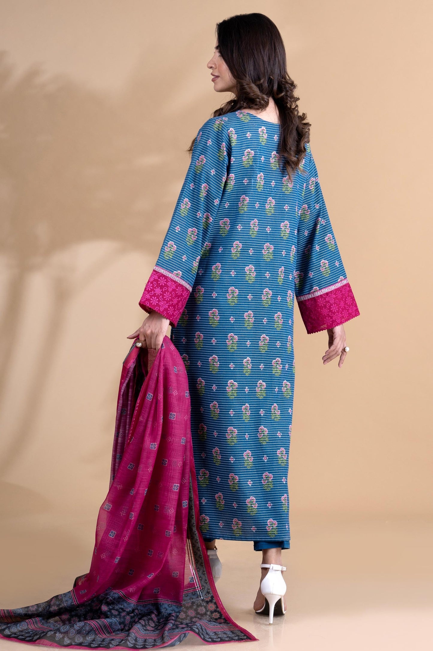 Unstitched 3 Piece Printed Dobby Lawn Suit