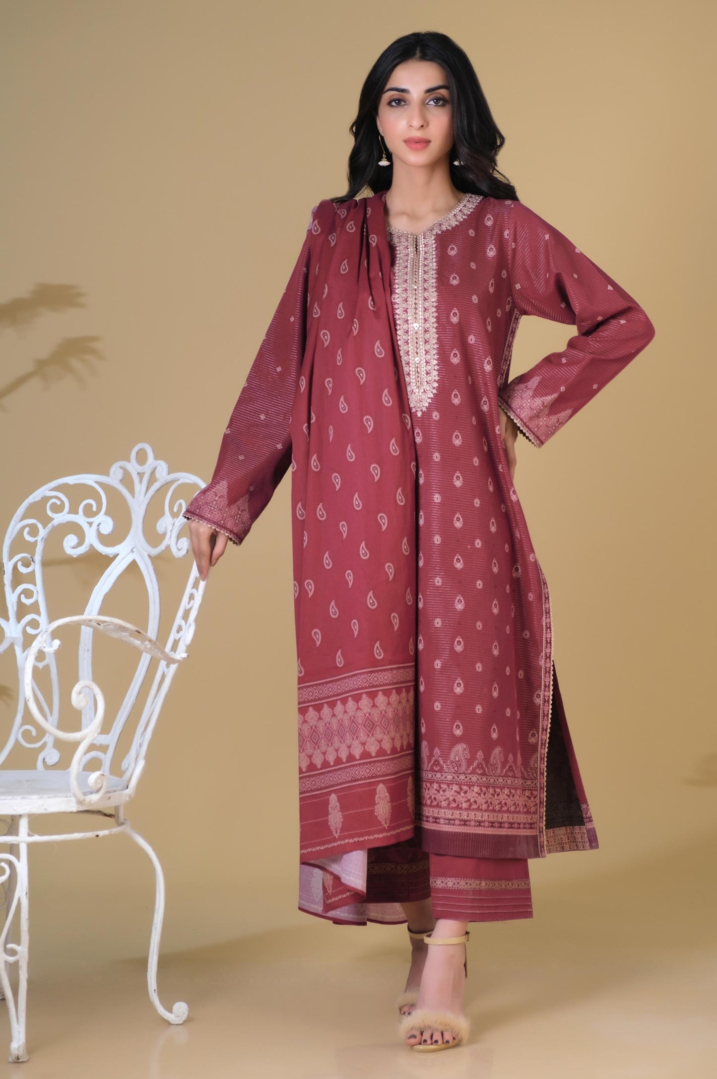 Unstitched 3 Piece Printed Masuri Lawn Suit