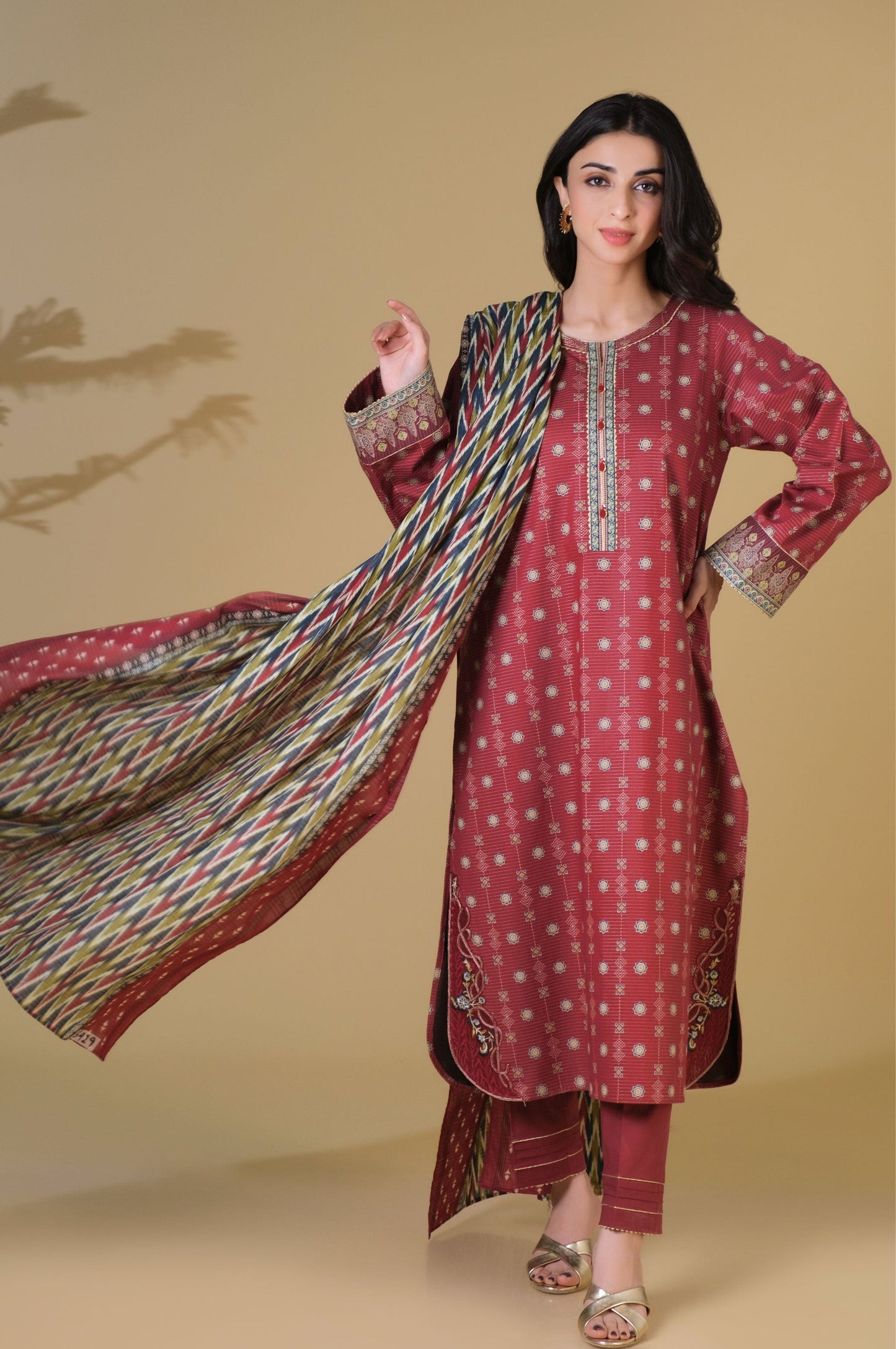 Unstitched 3 Piece Printed Mysuri Lawn Suit