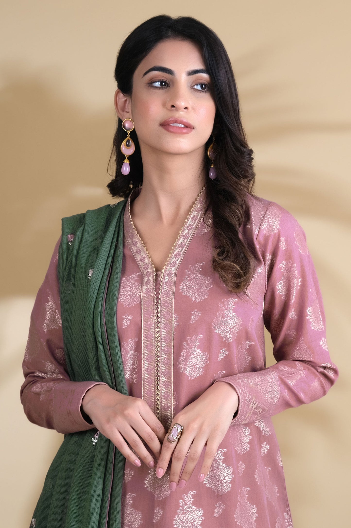 Unstitched 3 Piece Embroidered Jacquard Suit