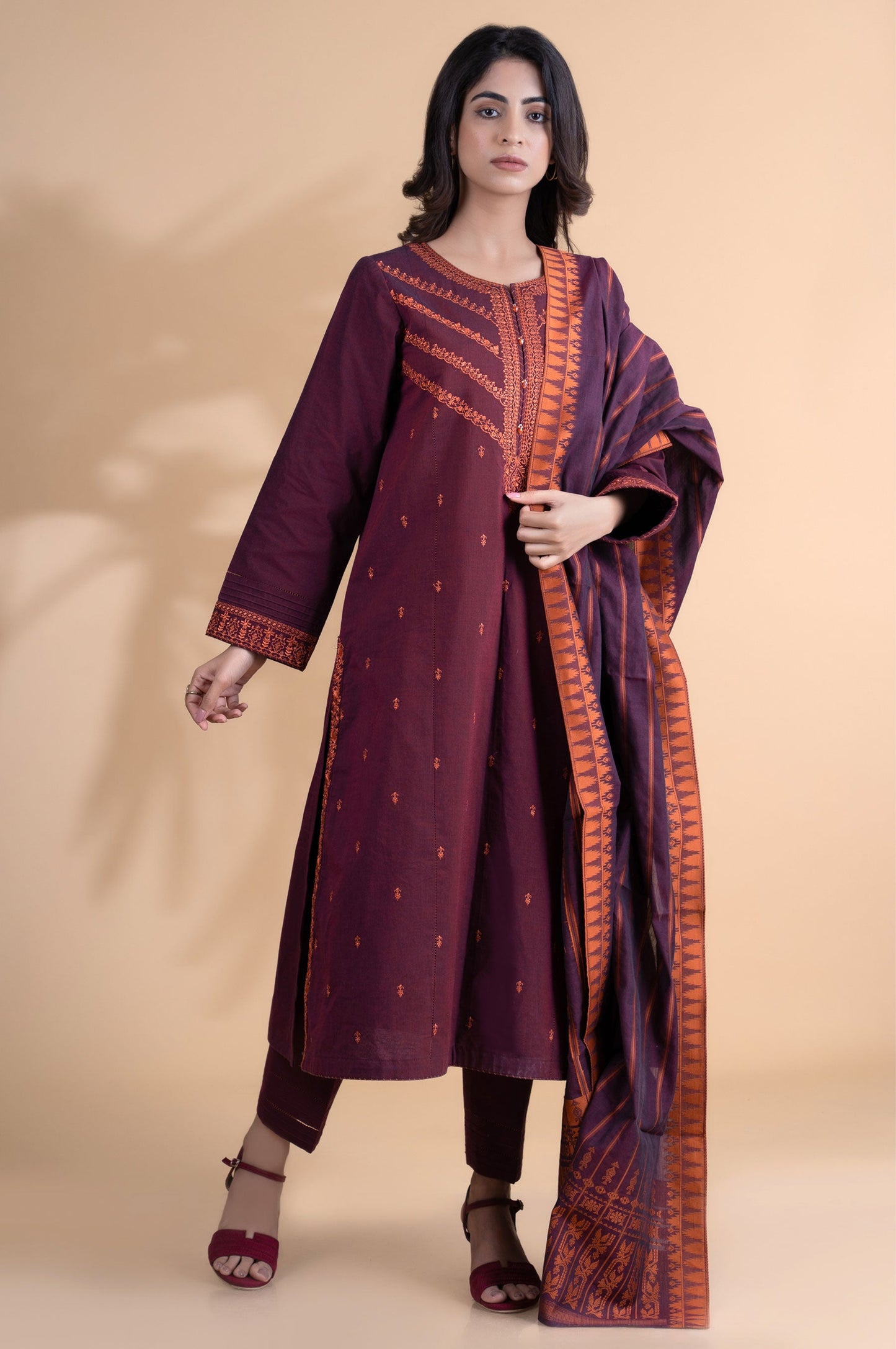 Unstitched 3 Piece Embroidered Yarn Dyed Jacquard Suit