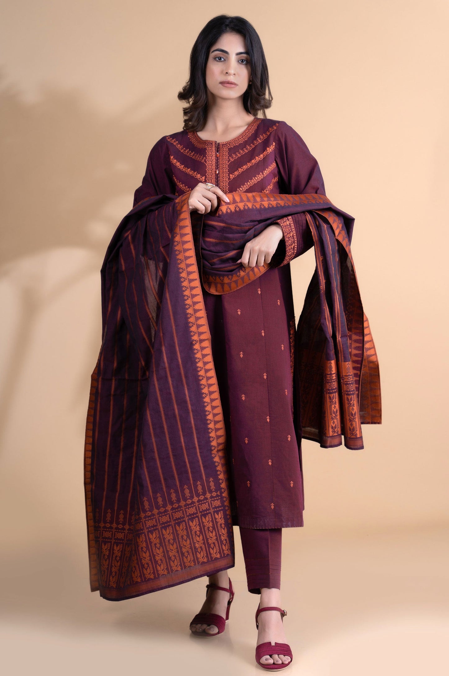 Unstitched 3 Piece Embroidered Yarn Dyed Jacquard Suit