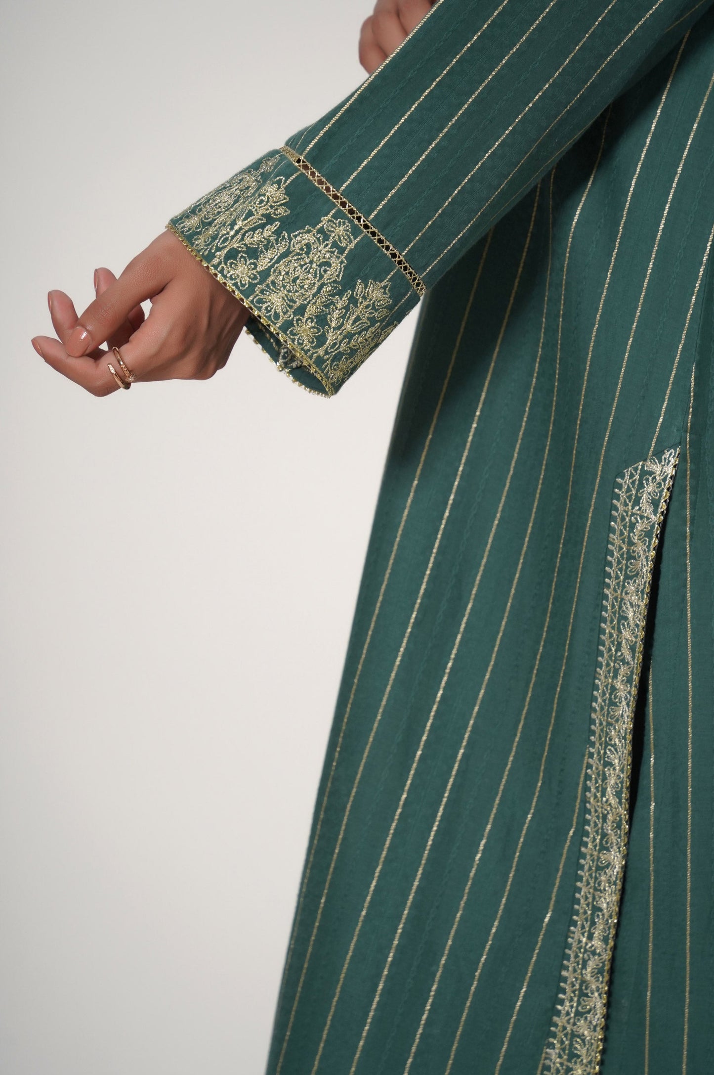 Stitched 3 Piece Slub Lawn Suit